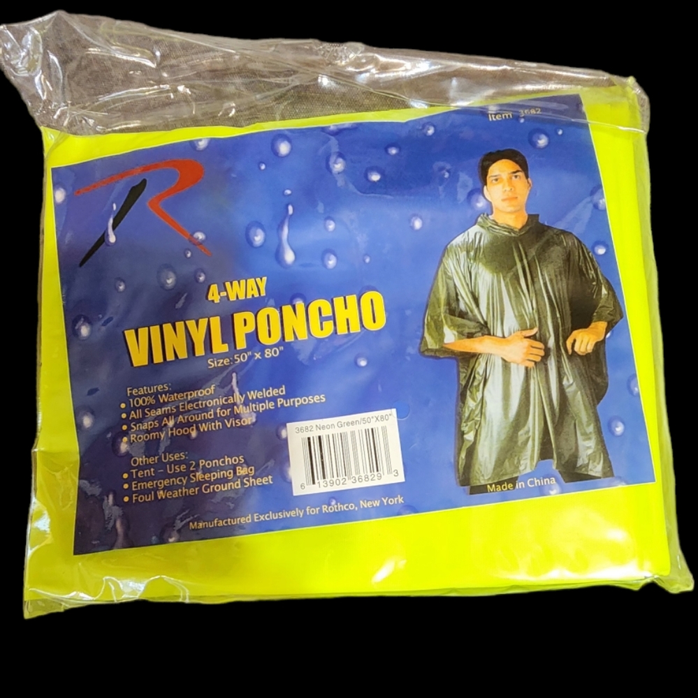 Rothco hooded rain poncho with visor 100% waterproof